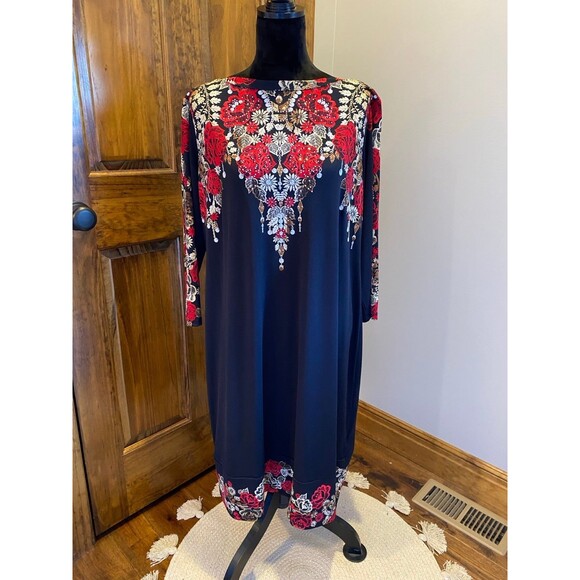 JM Collection Dress Women Plus Size 1X Boat Neck Black Party Dress Formal Fancy - Picture 2 of 9